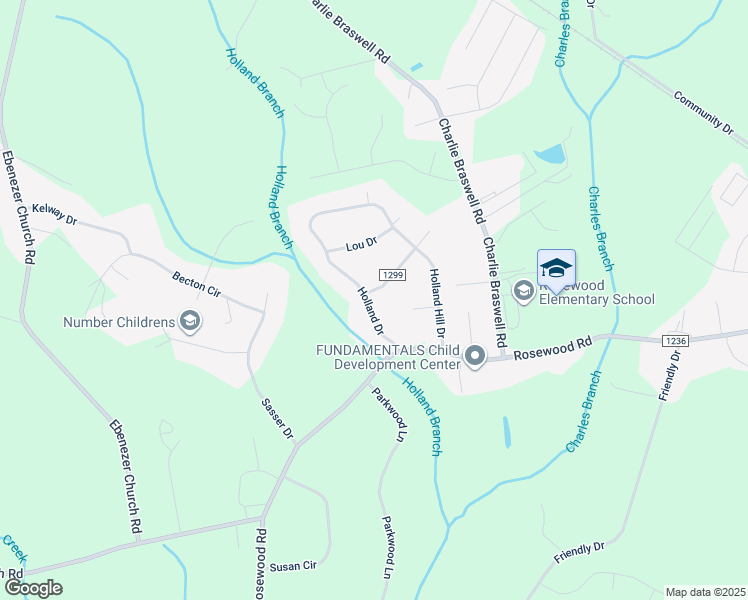 map of restaurants, bars, coffee shops, grocery stores, and more near 108 Holland Hill Drive in Goldsboro
