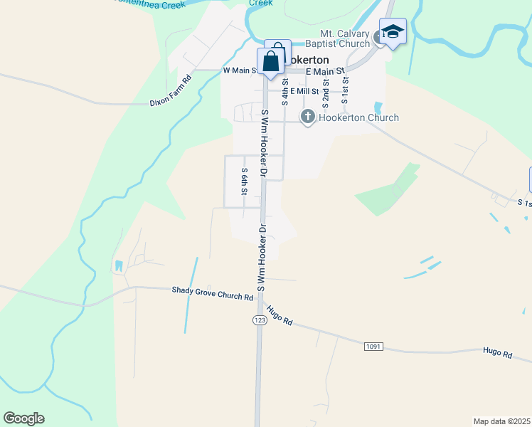 map of restaurants, bars, coffee shops, grocery stores, and more near 516 South Wm Hooker Drive in Hookerton