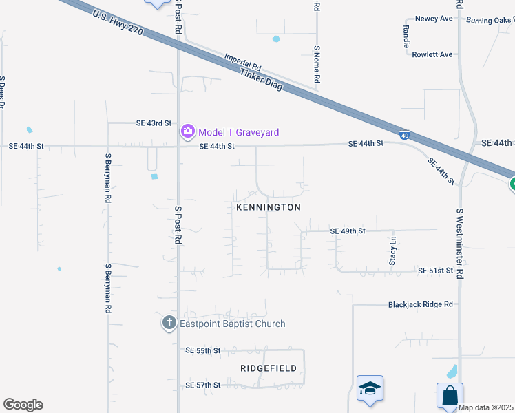 map of restaurants, bars, coffee shops, grocery stores, and more near 4800 Robin Hill Lane in Oklahoma City