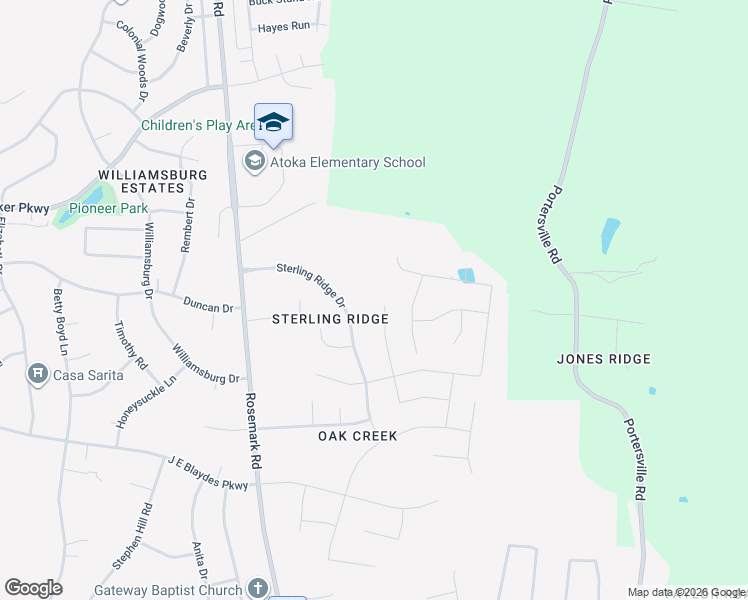 map of restaurants, bars, coffee shops, grocery stores, and more near 175 Bucktrail Cove in Atoka