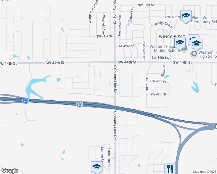 map of restaurants, bars, coffee shops, grocery stores, and more near 9009 Southwest 48th Terrace in Oklahoma City