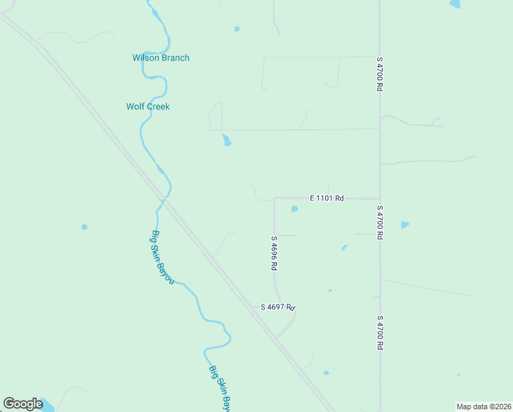 map of restaurants, bars, coffee shops, grocery stores, and more near 110100 South 4696 Road in Muldrow