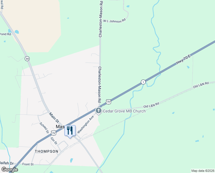 map of restaurants, bars, coffee shops, grocery stores, and more near 5500 Charleston-Mason Road in Mason
