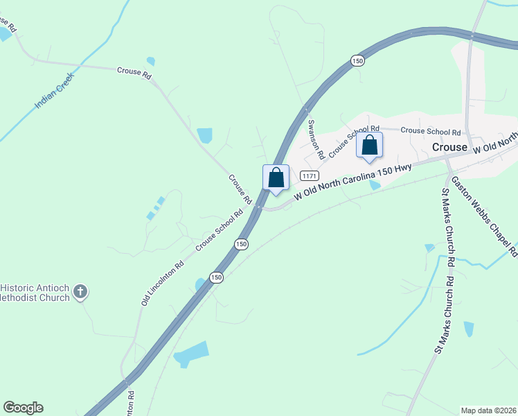 map of restaurants, bars, coffee shops, grocery stores, and more near 3104 West Old Nc 150 Highway in Crouse