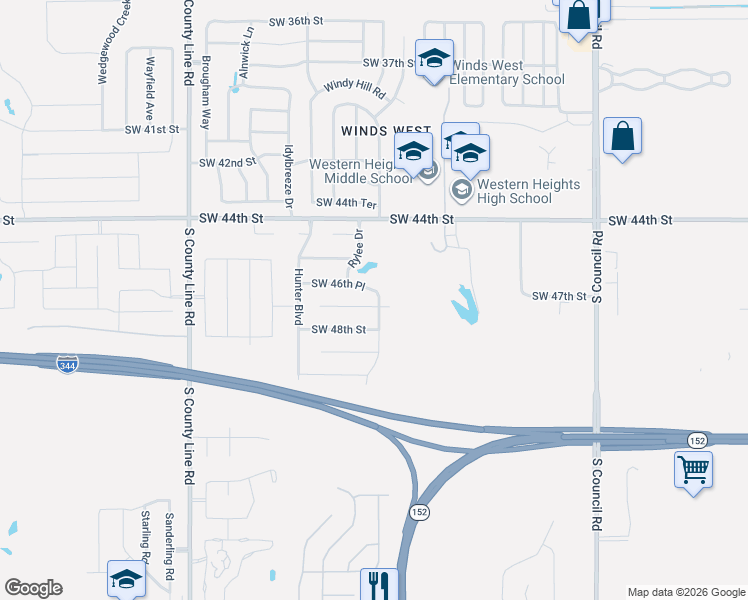 map of restaurants, bars, coffee shops, grocery stores, and more near 8401 Southwest 47th Circle in Oklahoma City