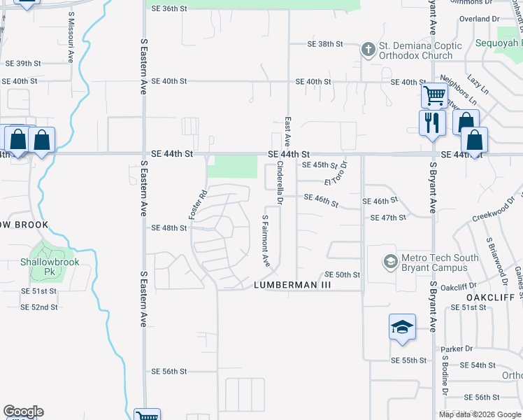 map of restaurants, bars, coffee shops, grocery stores, and more near 4805 South Fairmont Avenue in Oklahoma City