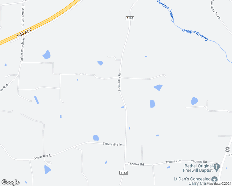 map of restaurants, bars, coffee shops, grocery stores, and more near 2142 Hockaday Road in Four Oaks