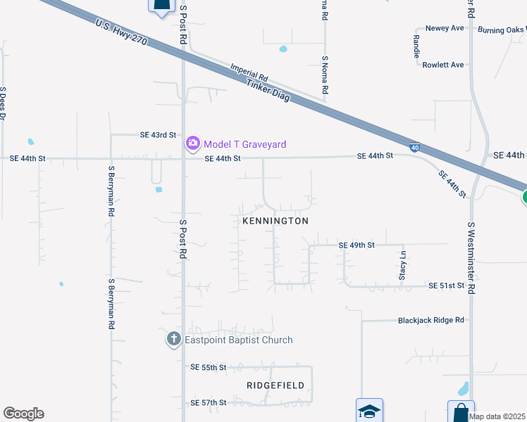 map of restaurants, bars, coffee shops, grocery stores, and more near 4800 Robin Hill Lane in Oklahoma City