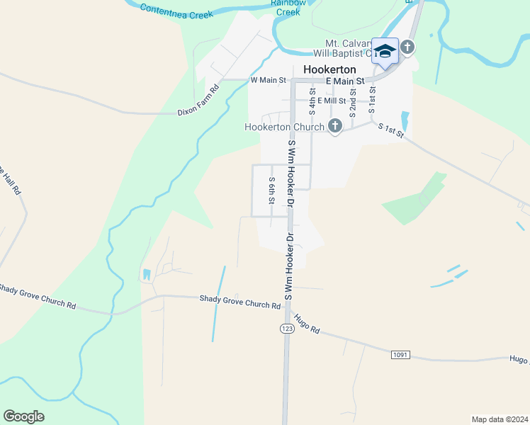 map of restaurants, bars, coffee shops, grocery stores, and more near 430 South 6th Street in Hookerton