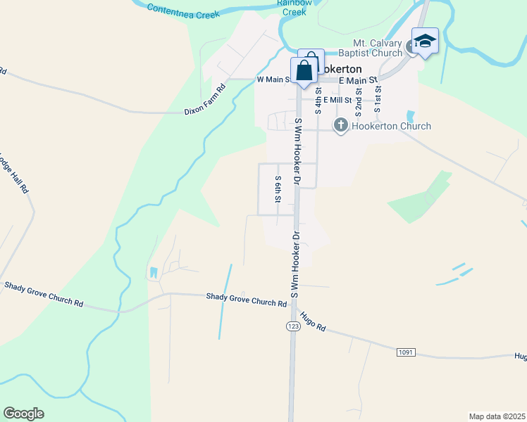 map of restaurants, bars, coffee shops, grocery stores, and more near 425 South 7th Street in Hookerton