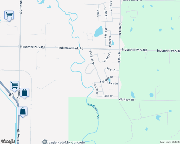 map of restaurants, bars, coffee shops, grocery stores, and more near 1128 Flat Rock Circle in Van Buren