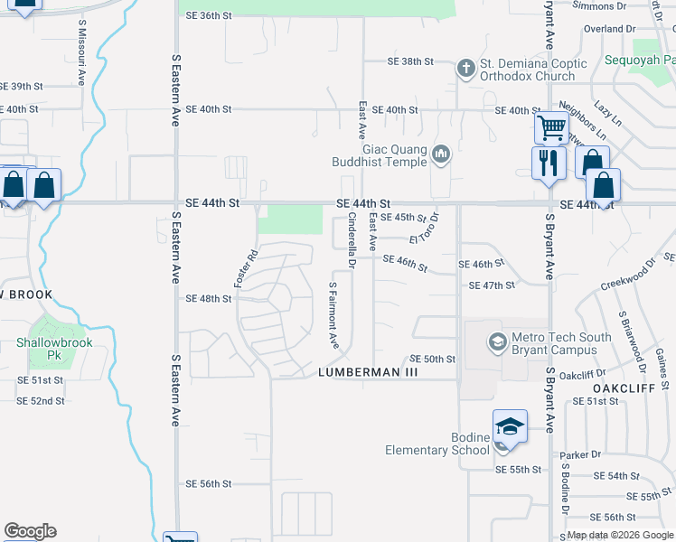 map of restaurants, bars, coffee shops, grocery stores, and more near 4805 South Fairmont Avenue in Oklahoma City