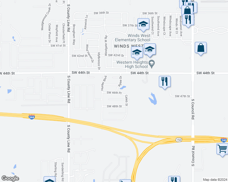 map of restaurants, bars, coffee shops, grocery stores, and more near 8509 Southwest 46th Place in Oklahoma City