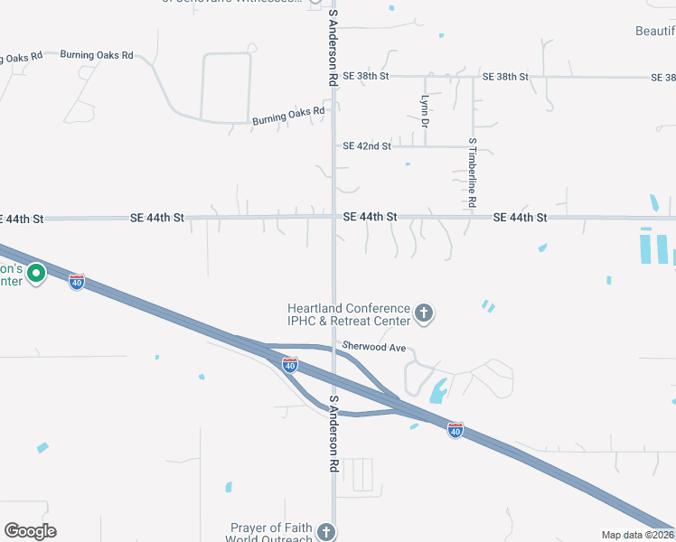 map of restaurants, bars, coffee shops, grocery stores, and more near 11910 Southeast 44th Street in Oklahoma City