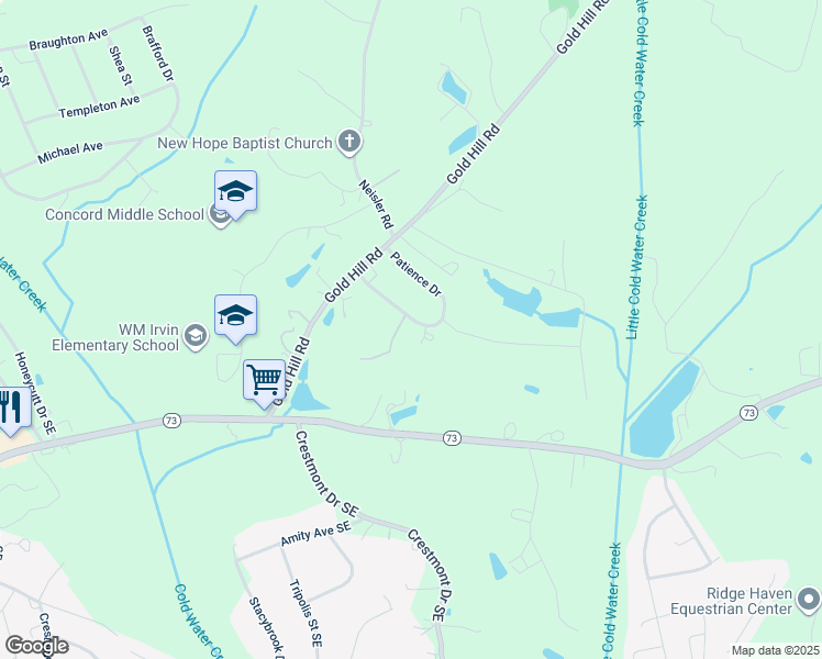 map of restaurants, bars, coffee shops, grocery stores, and more near 352 Patience Drive in Concord