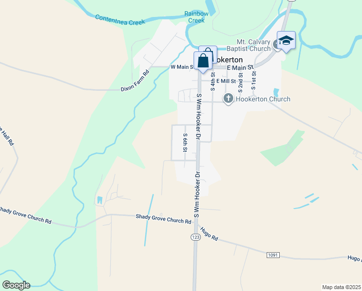 map of restaurants, bars, coffee shops, grocery stores, and more near 422 South 6th Street in Hookerton