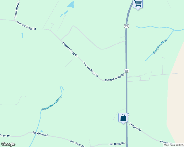 map of restaurants, bars, coffee shops, grocery stores, and more near 377 Thomas Sugg Road in Snow Hill