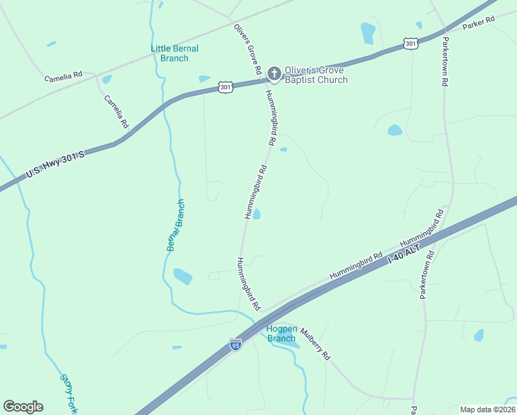 map of restaurants, bars, coffee shops, grocery stores, and more near 916 Hummingbird Road in Four Oaks