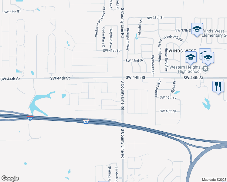 map of restaurants, bars, coffee shops, grocery stores, and more near 9017 Southwest 46th Street in Oklahoma City