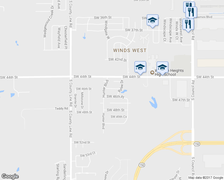 map of restaurants, bars, coffee shops, grocery stores, and more near 8520 Southwest 45th Terrace in Oklahoma City