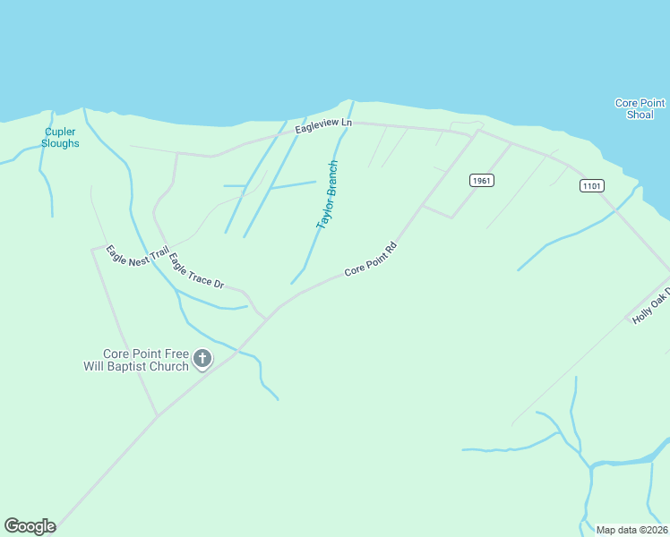 map of restaurants, bars, coffee shops, grocery stores, and more near 7271 Core Point Road in Blounts Creek