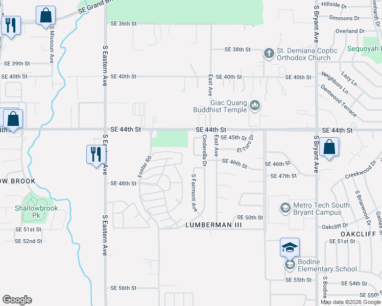 map of restaurants, bars, coffee shops, grocery stores, and more near 4625 South Fairmont Avenue in Oklahoma City