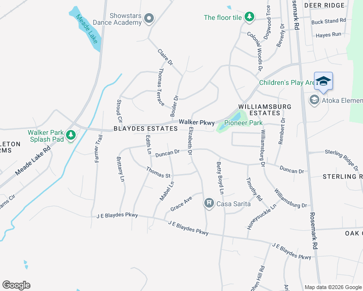 map of restaurants, bars, coffee shops, grocery stores, and more near 660 Duncan Drive in Atoka