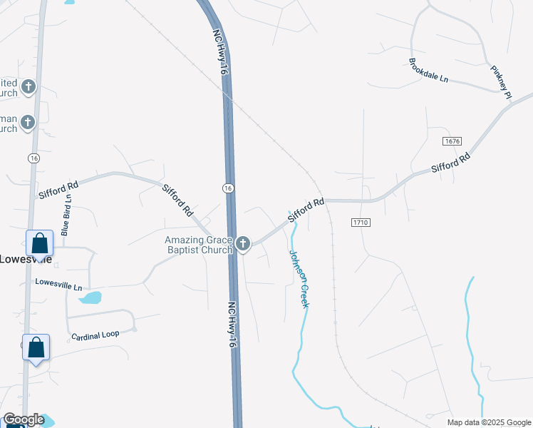 map of restaurants, bars, coffee shops, grocery stores, and more near Rolling Hills Lane in Lowesville