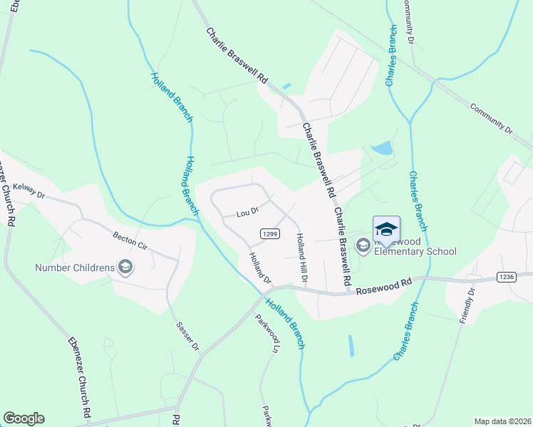 map of restaurants, bars, coffee shops, grocery stores, and more near 106 Lou Drive in Goldsboro