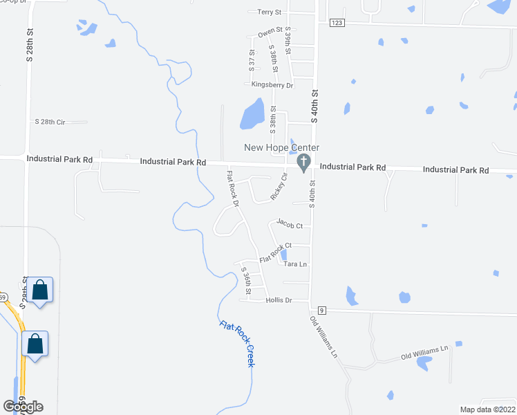 map of restaurants, bars, coffee shops, grocery stores, and more near 1028 Rickey Circle in Van Buren