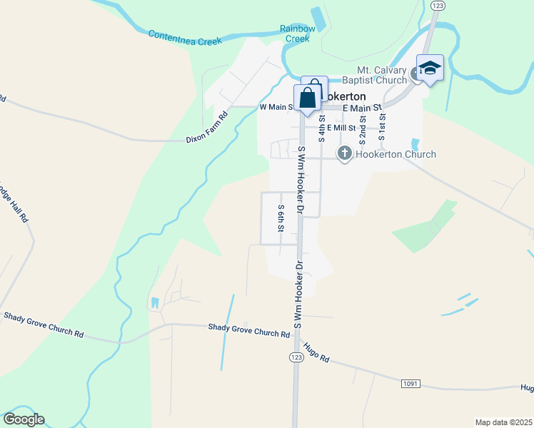 map of restaurants, bars, coffee shops, grocery stores, and more near 415 South 7th Street in Hookerton