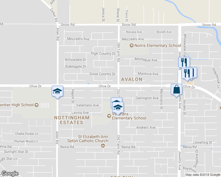 map of restaurants, bars, coffee shops, grocery stores, and more near 12200 Verdelho Avenue in Bakersfield
