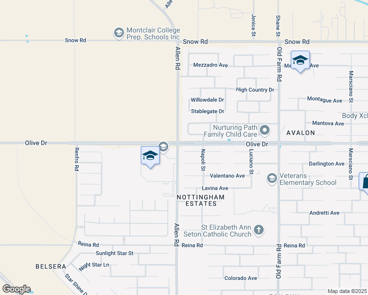 map of restaurants, bars, coffee shops, grocery stores, and more near 12814 Spoleto Avenue in Bakersfield