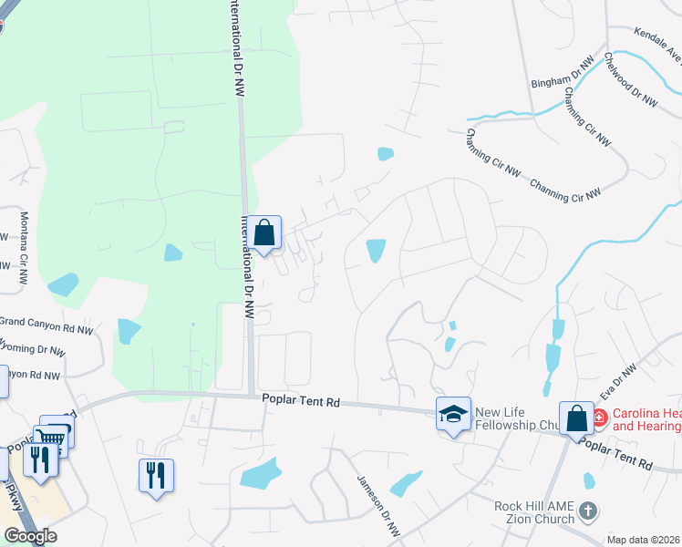 map of restaurants, bars, coffee shops, grocery stores, and more near 4403 Republic Court Northwest in Concord