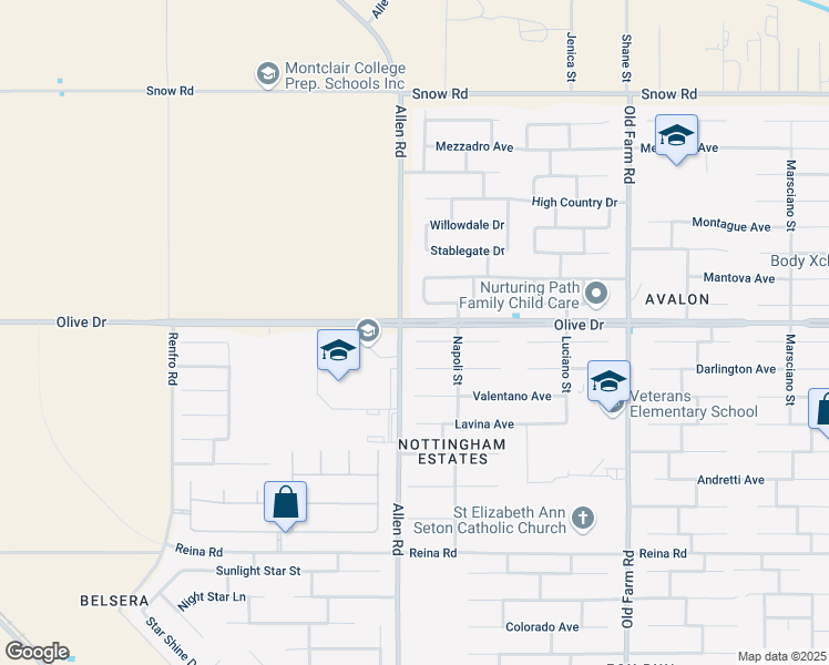 map of restaurants, bars, coffee shops, grocery stores, and more near 12814 Spoleto Avenue in Bakersfield