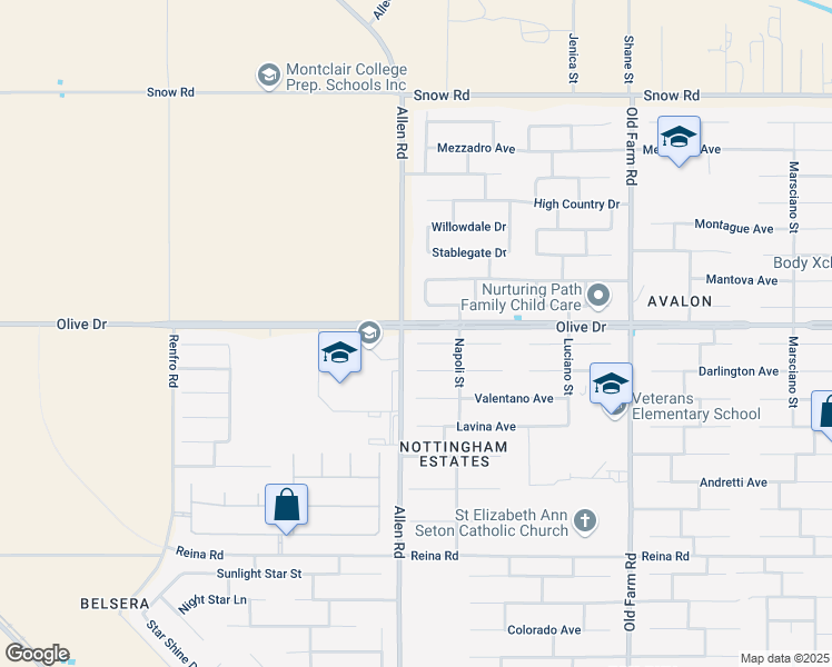 map of restaurants, bars, coffee shops, grocery stores, and more near 12814 Spoleto Avenue in Bakersfield