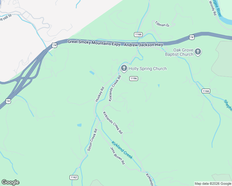 map of restaurants, bars, coffee shops, grocery stores, and more near 630 Kirklands Creek Road in Bryson City