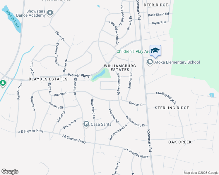 map of restaurants, bars, coffee shops, grocery stores, and more near 307 Hummingbird Loop in Atoka