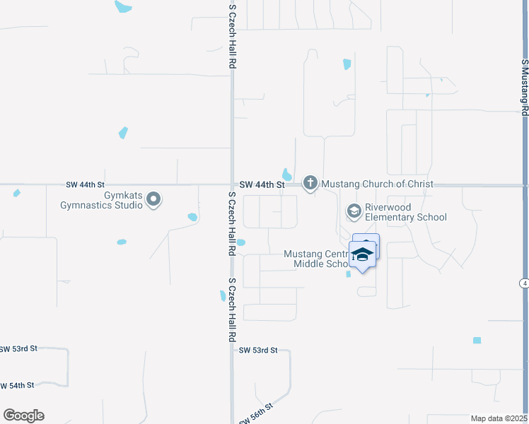 map of restaurants, bars, coffee shops, grocery stores, and more near 4600 Hidalgo Avenue in Mustang