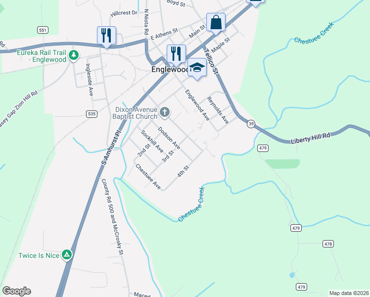 map of restaurants, bars, coffee shops, grocery stores, and more near 606 Dodson Avenue in Englewood