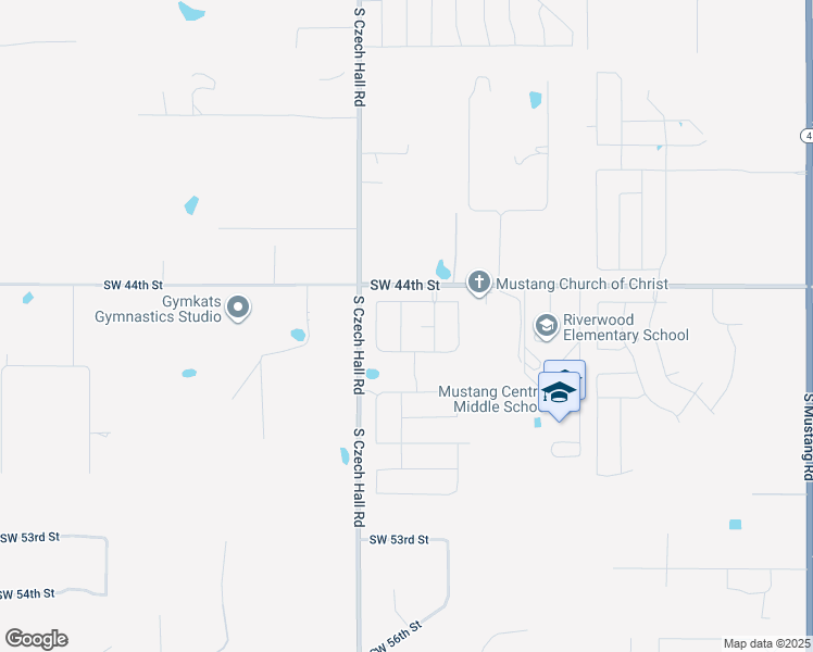 map of restaurants, bars, coffee shops, grocery stores, and more near 4600 Hidalgo Avenue in Mustang