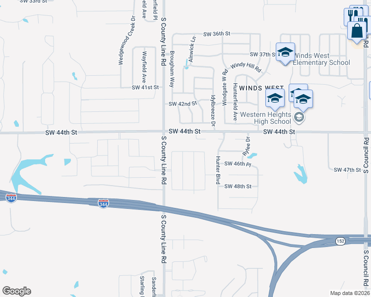 map of restaurants, bars, coffee shops, grocery stores, and more near 8901 Southwest 46th Street in Oklahoma City