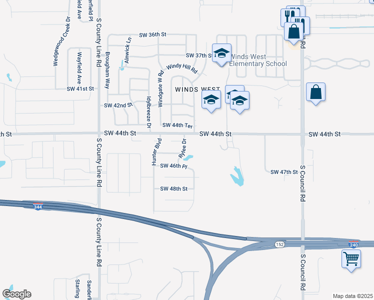 map of restaurants, bars, coffee shops, grocery stores, and more near 4520 Rylee Drive in Oklahoma City