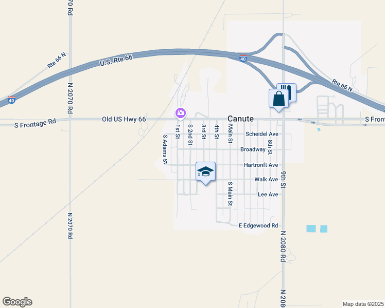 map of restaurants, bars, coffee shops, grocery stores, and more near 302 2nd Street in Canute