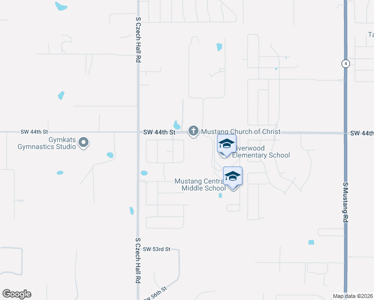 map of restaurants, bars, coffee shops, grocery stores, and more near 4524 McCann Avenue in Mustang