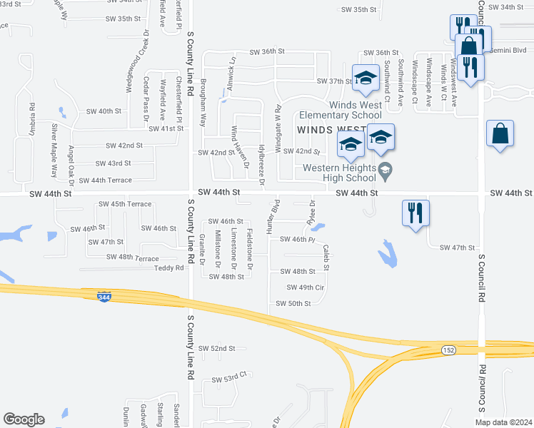 map of restaurants, bars, coffee shops, grocery stores, and more near 4517 Hunter Boulevard in Oklahoma City