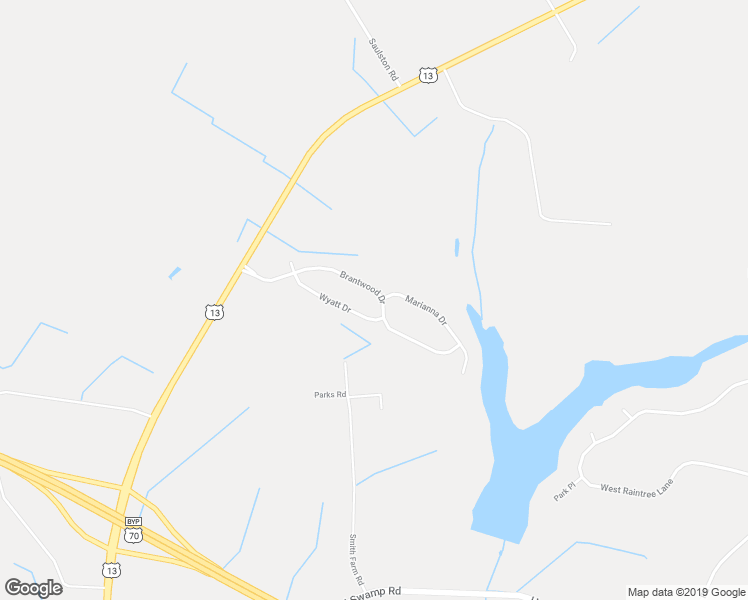 map of restaurants, bars, coffee shops, grocery stores, and more near 222 Brantwood Drive in Goldsboro