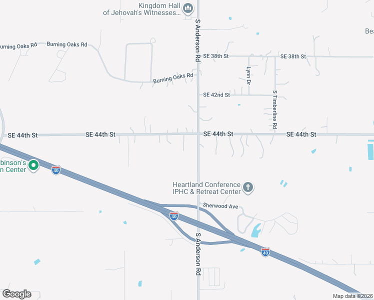 map of restaurants, bars, coffee shops, grocery stores, and more near 11910 Southeast 44th Street in Oklahoma City