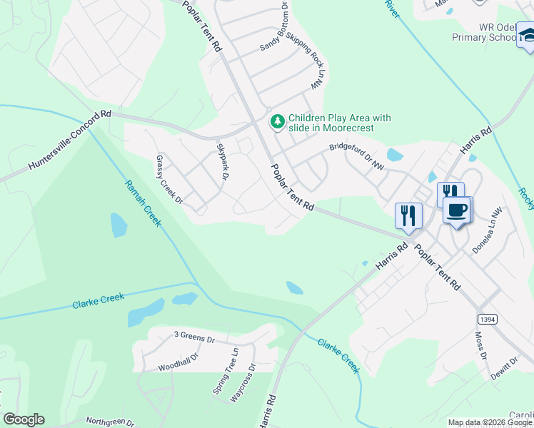 map of restaurants, bars, coffee shops, grocery stores, and more near 11332 Savannah Grove Drive in Huntersville