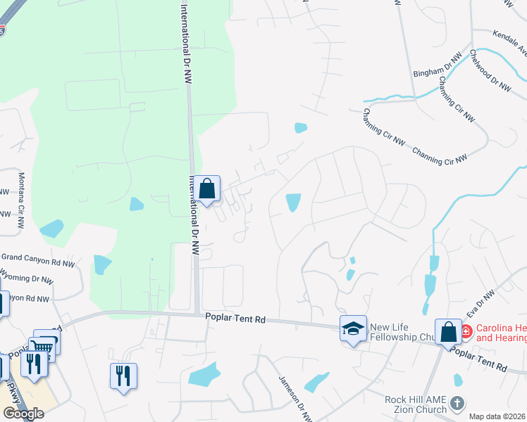 map of restaurants, bars, coffee shops, grocery stores, and more near 4403 Republic Court Northwest in Concord